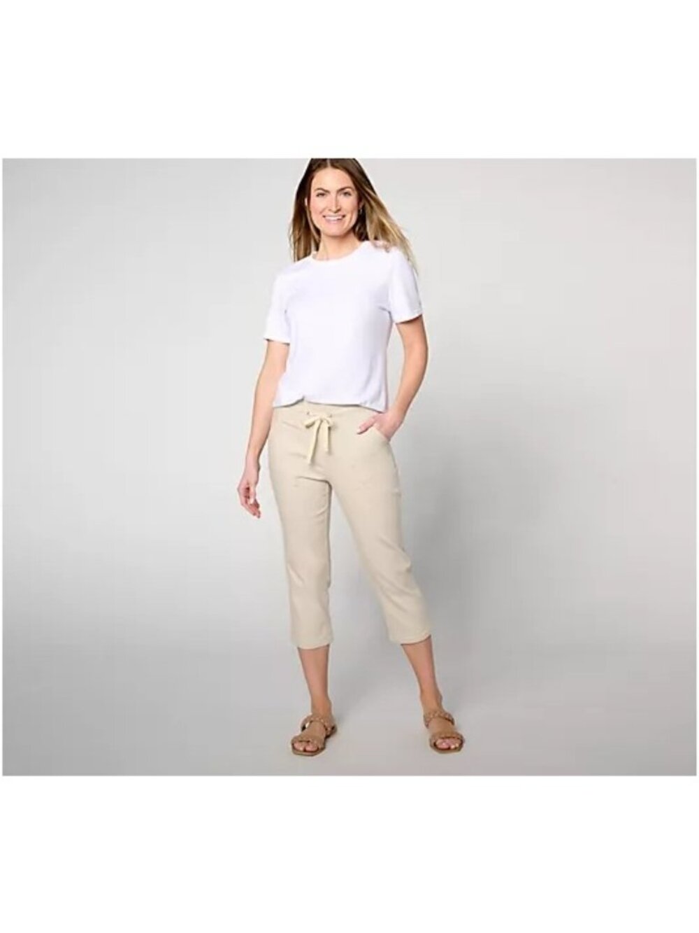Belle By Kim Gravel Primabelle Twill Utility Capri Size 16 Color Sand Bar - Picture 2 of 3